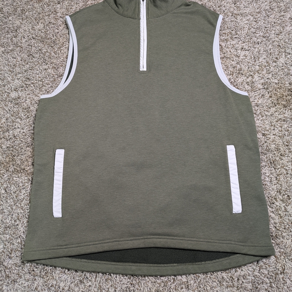 Bonobos Olive Green Vest with White Zipper